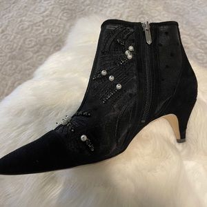 Black Mesh Suede Booties
